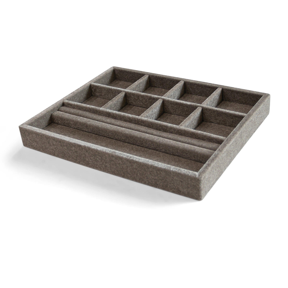 Custom jewelry drawer insert 15” x 12” x2” gray velvet
