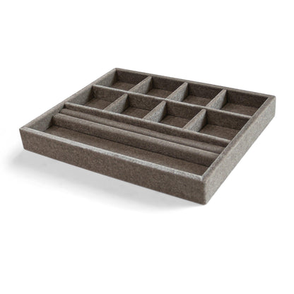 Custom jewelry drawer insert 15” x 12” x2” gray velvet